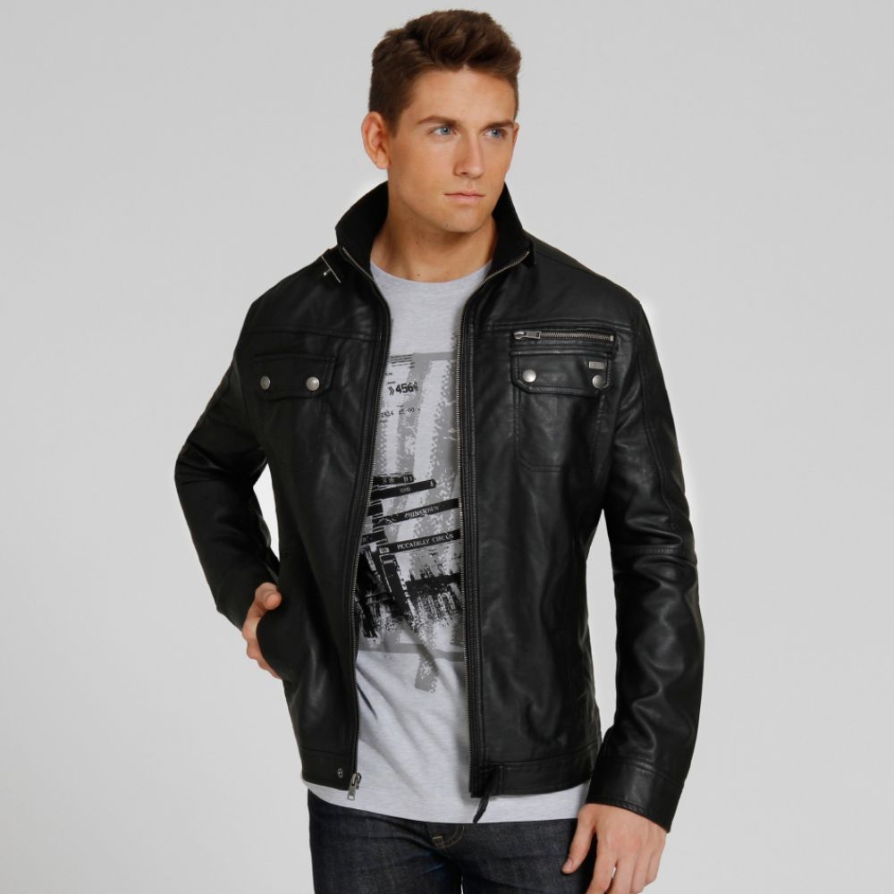  Fashion Leather Jacket on Uk Style By French Connection Mens Faux Leather Jacket Moto Reviews