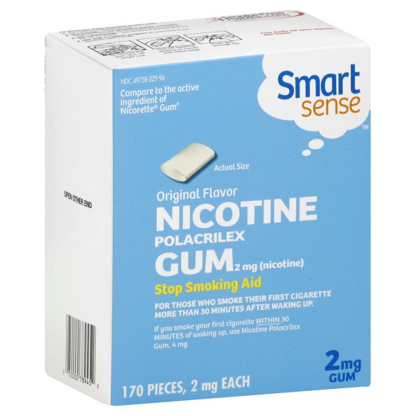 Smart Sense Stop Smoking Aid, 2 mg, Gum, Original Flavor, 170 Pieces at Kmart.com
