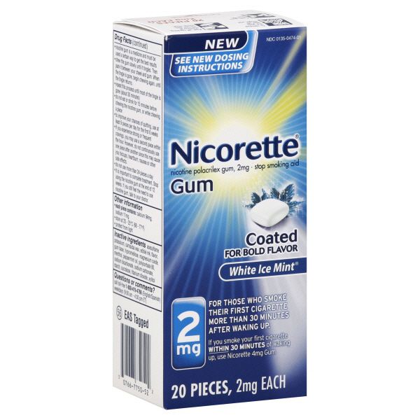 Nicorette Stop Smoking Aid, 2 mg, Gum, White Ice Mint, 20 pieces at Kmart.com