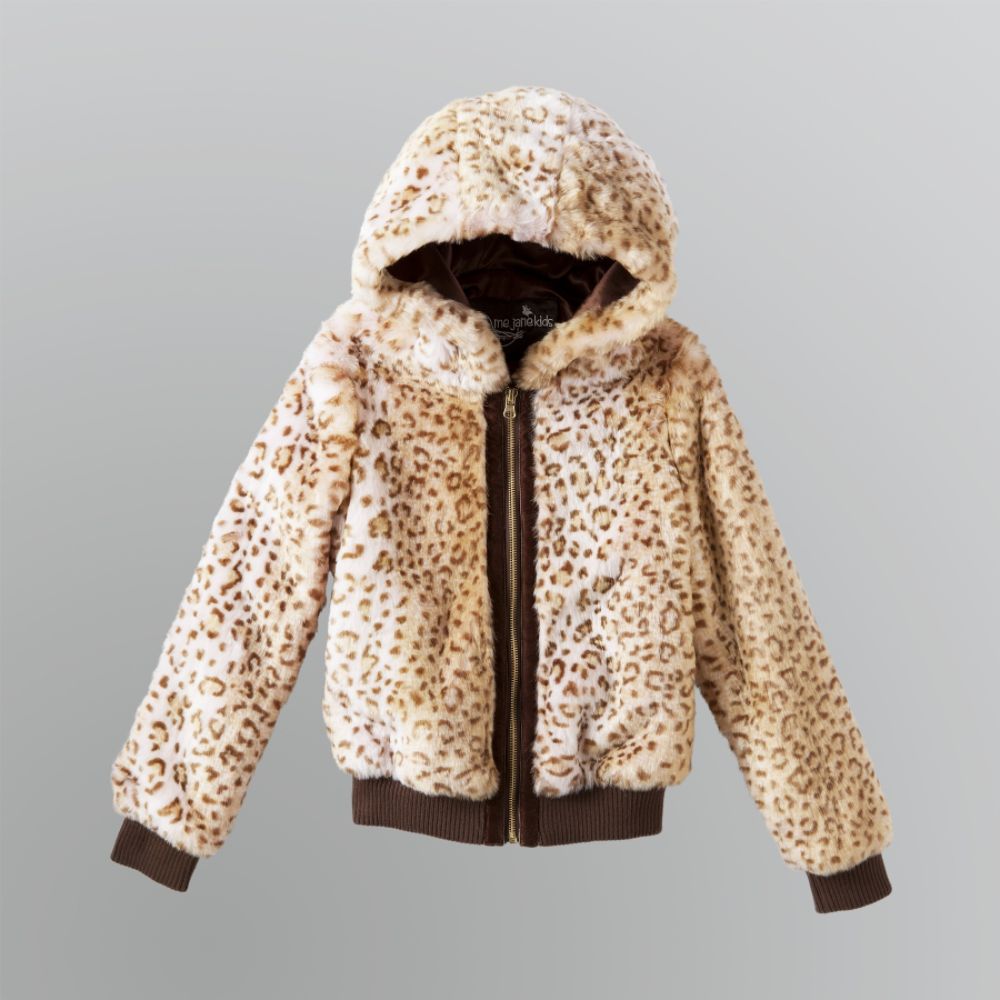Me Jane Girl's Hooded Faux Fur Bomber Jacket