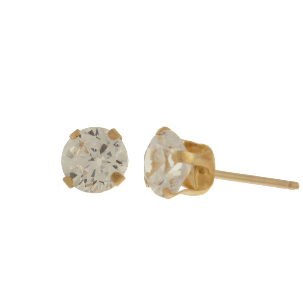 10kt 6.5mm Round Cubic Zirconia Stud Earring