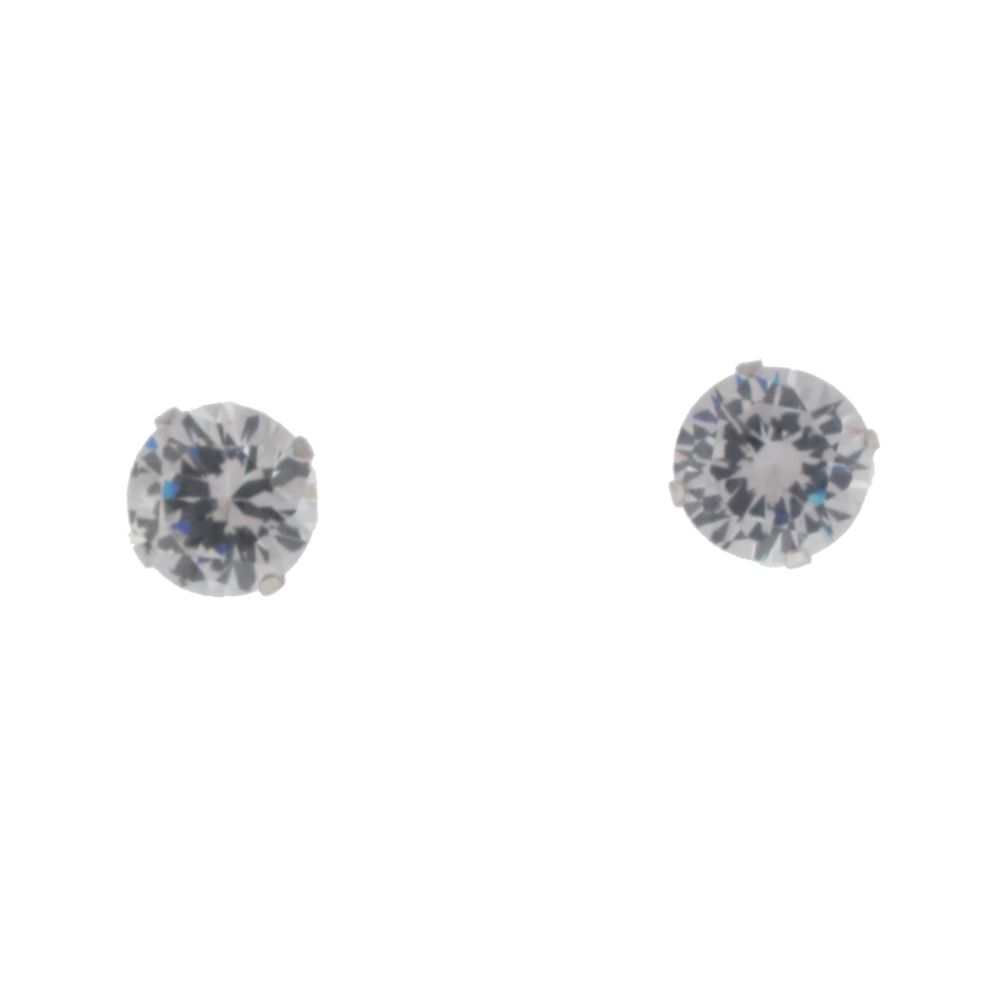 10kt 8mm White Gold Cubic Zirconia Stud Earrings
