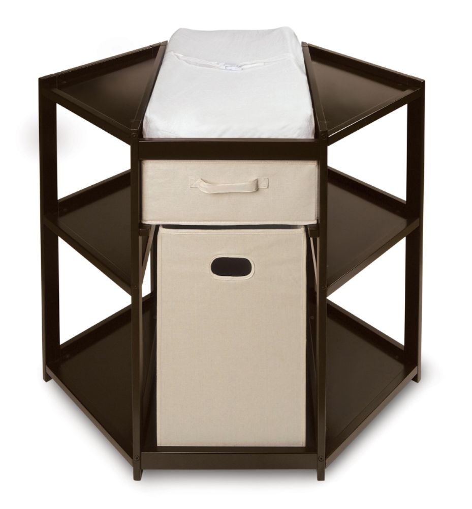Badger Basket Espresso Diaper Corner Baby Changing Table with Hamper and Basket at Kmart.com