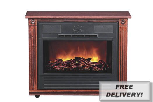 Heat Surge Roll-n-Glow Electric Fireplace with Amish-made Wood Mantle - Cherry