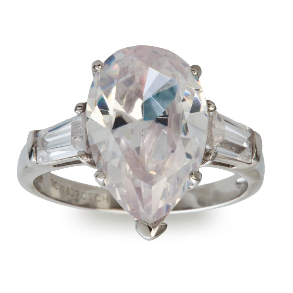 Diamonesse Sterling Silver Pear and Baguette Cubic Zirconia Ring at Sears.com