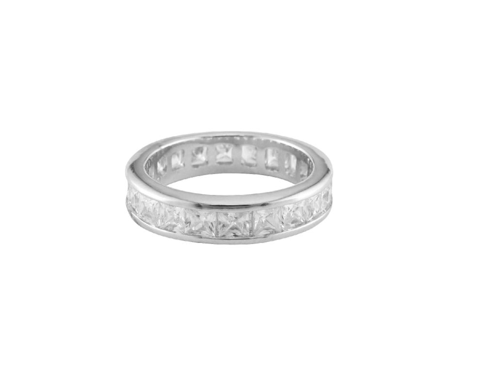 Diamonesse Sterling Silver Square Cubic Zirconia Eternity Band Ring at Sears.com