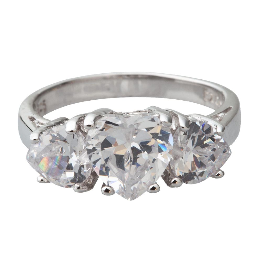 Diamonesse Sterling Silver Triple Heart Cubic Zirconia Ring at Sears.com