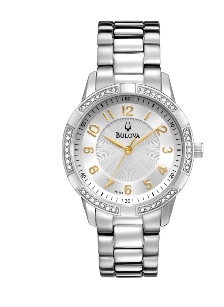 Bulova Ladies' Bulova White Tone Stainless Steel Bracelet.