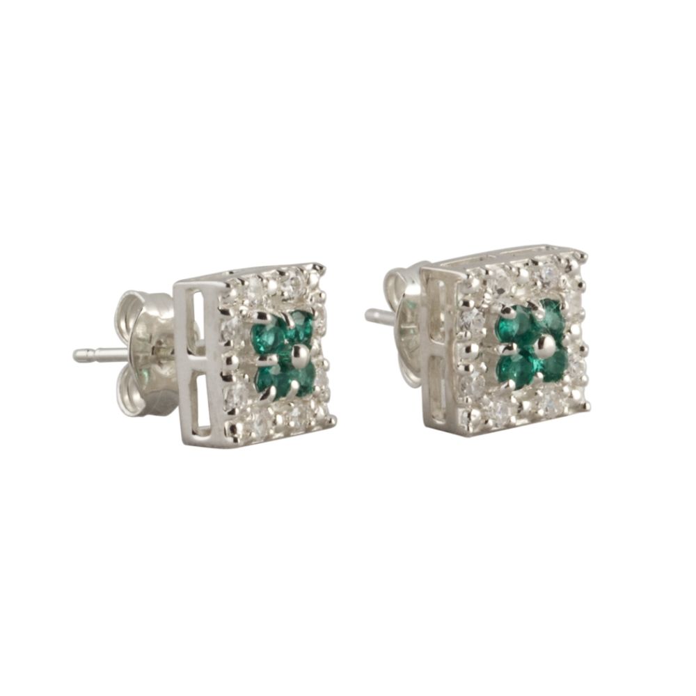 Lab Created Emerald and White Sapphire Earrings Sterling Silver at Kmart.com