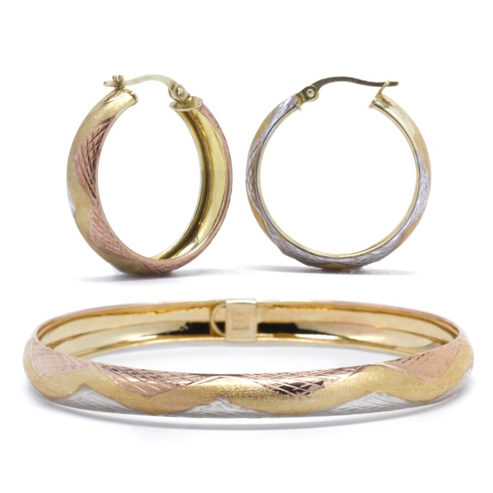 10k Gold Bonded Bangle and Earring Set at Sears.com