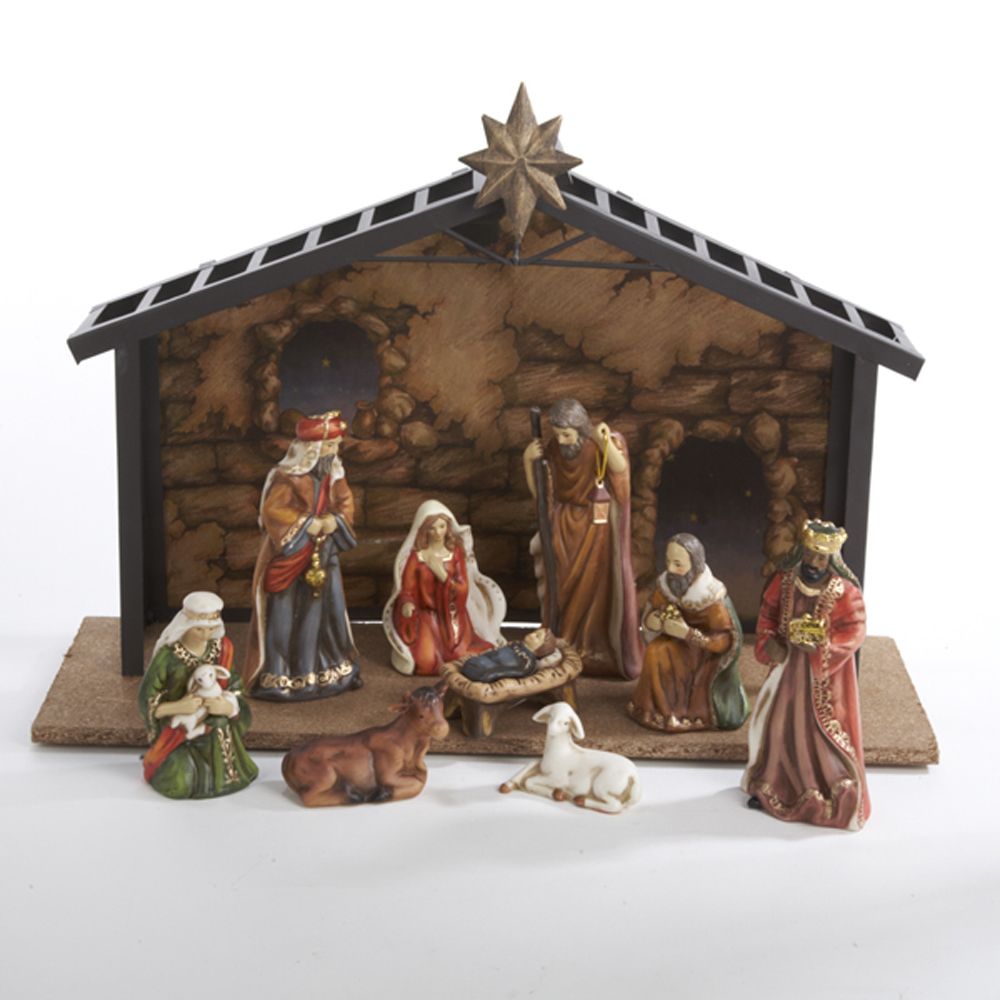 3.5-5" Porcelain 10-Piece Nativity Set