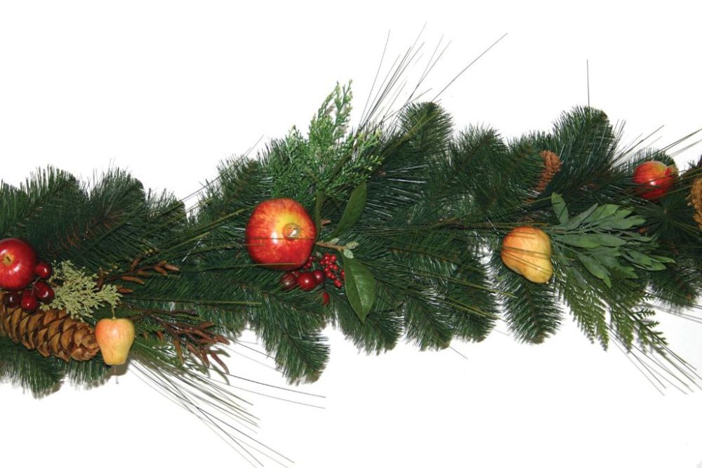 Good Tidings 1568 Garland Australian Pine with Cones Apples Pears, 6-
