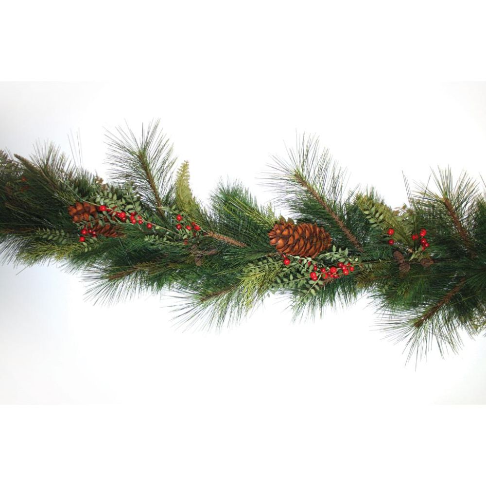 Good Tidings 2285 Garland Deluxe Sugar Pine with Greenery Cones & Red Berries, 6-foot at Kmart.com
