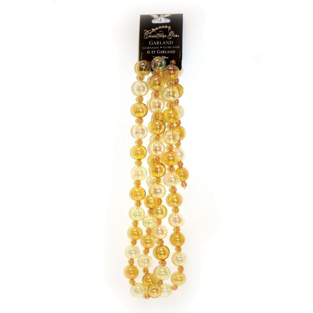 Good Tidings 581351054 Garland Bauble Bead Topaz Iridescent Clear Light Gold, 6-foot at Kmart.com