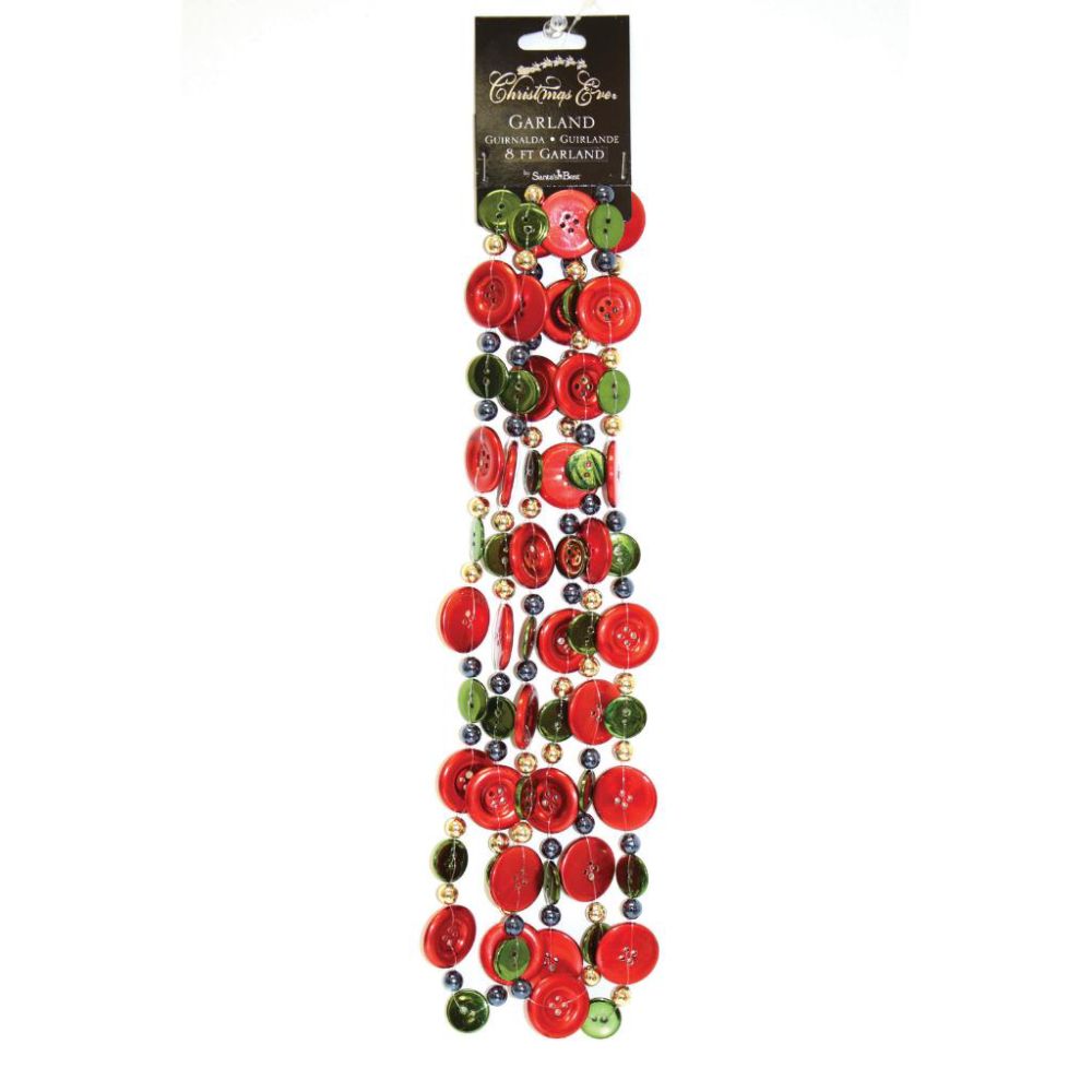 Good Tidings 5846281009 Garland Button Up Ocean Blue Green Red Gold, 8-foot at Kmart.com