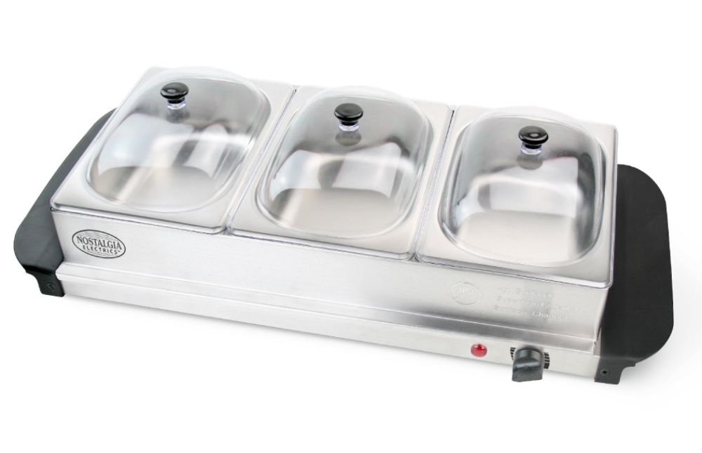 Nostalgia Electrics BCD-332 3-Station Buffet Server & Warming Tray