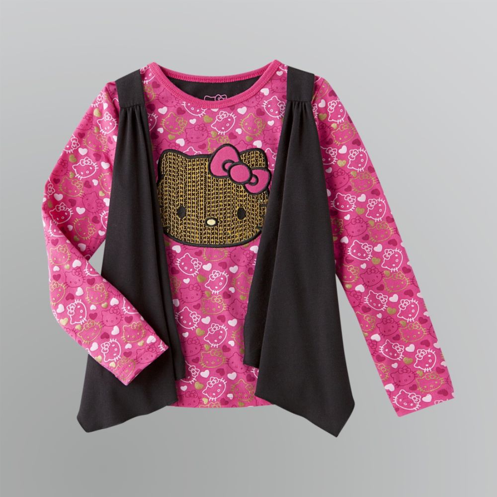 Hello Kitty Girl's Layered-Look T-Shirt & Vest