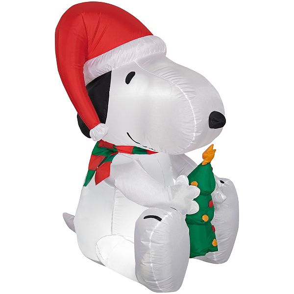 Gemmy 3.5 Foot Sitting Snoopy Santa Air Blown
