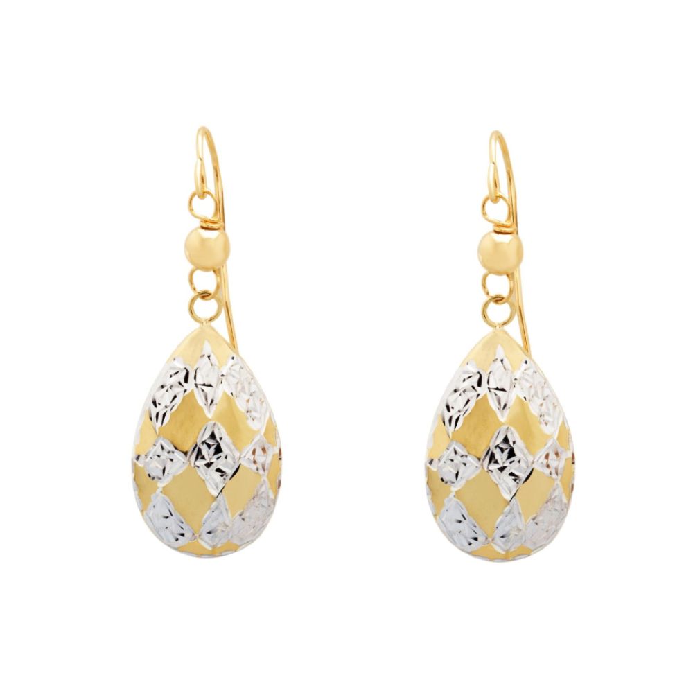 Gold and Silver Crystal Cut Teardrop Earring