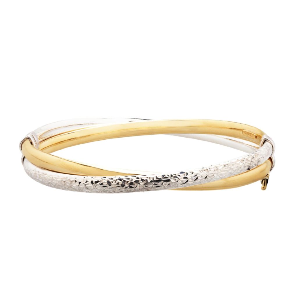 Gold and Silver Crystal Cut Bypass Bangle at Sears.com
