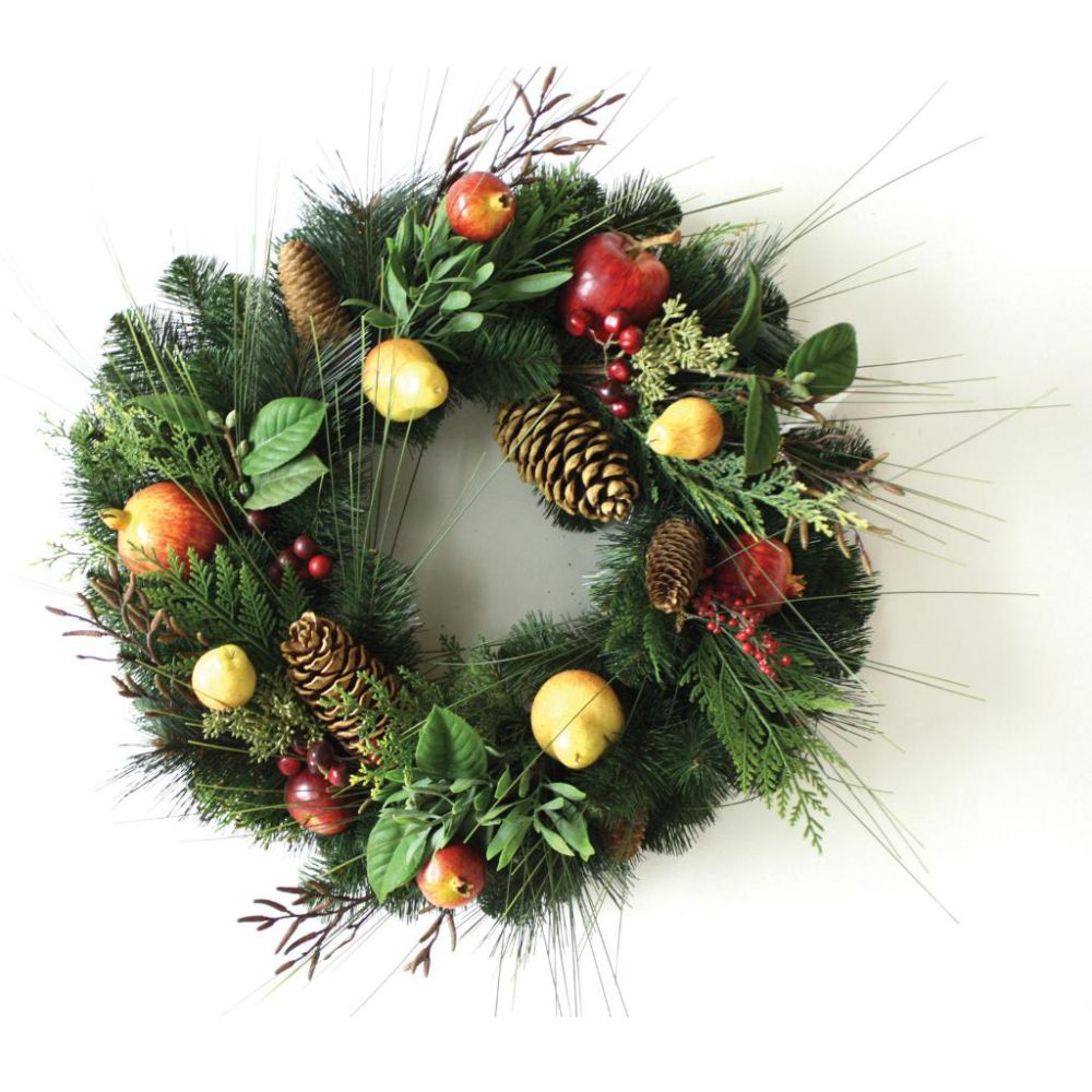 Good Tidings 1565 Wreath Australian Pine with Cones Apples Pear, 24-inch at Kmart.com