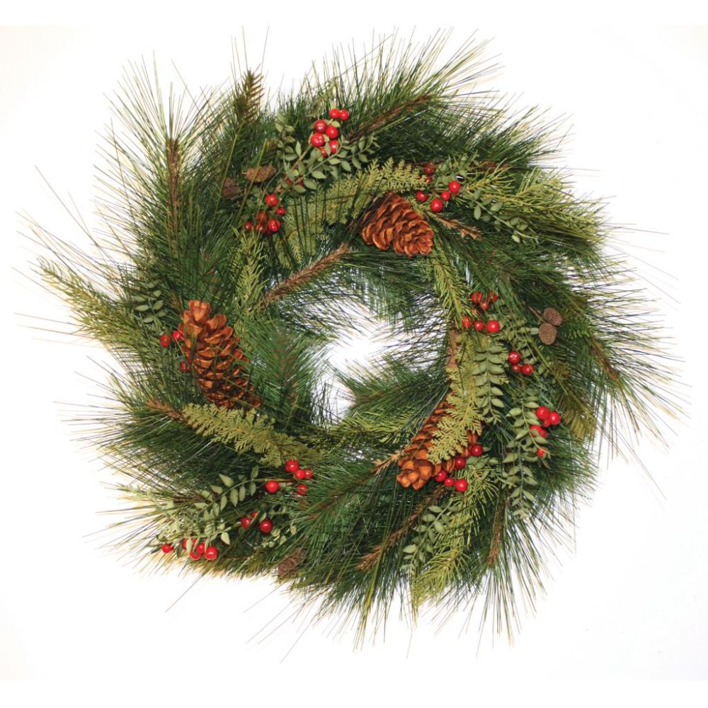 Good Tidings 2282 Wreath Deluxe Sugar Pine with Cones & Red Berries, 24-inch at Kmart.com