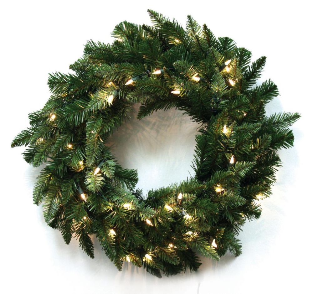 Good Tidings 96424 Wreath Douglas Fir Blue 50 Clear Lights 140 Tips, 24-inch at Kmart.com