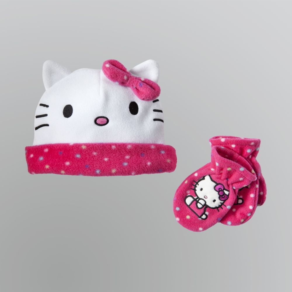 Hello Kitty Girl's Fleece Hat & Mittens Set