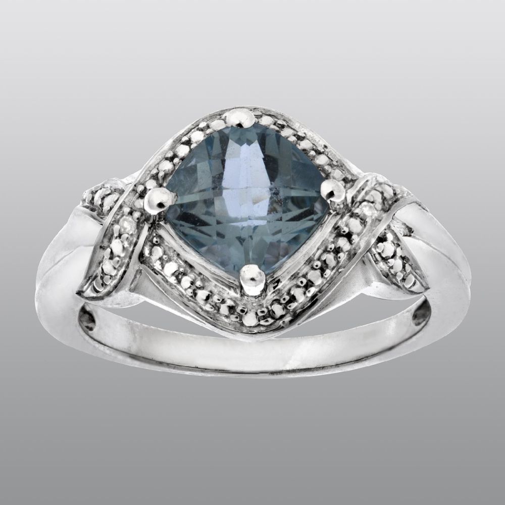 Jewelmont Sky Blue Topaz Checkerboard Cut Gemstone Diamond Ring at Sears.com