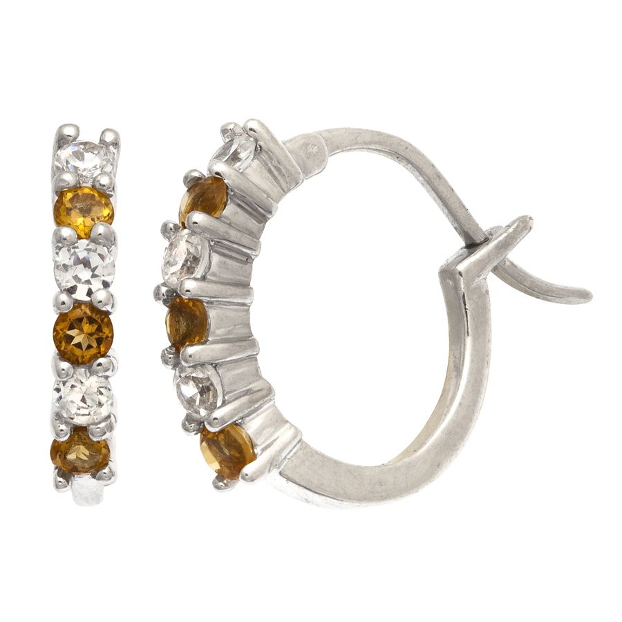 Ladies Citrine and CZ Hoop Earring at Kmart.com