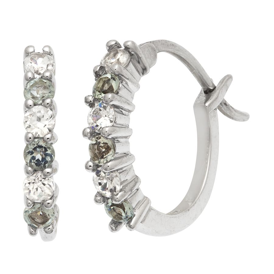 Ladies Aquamarine and CZ Earrings