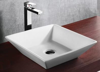 Elanti Porcelain White Vessel 16 Square Angled Sides Sink