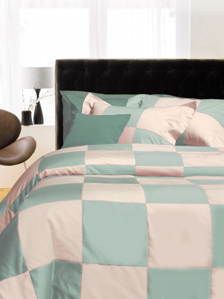Tribeca Living Egyptian Cotton 600 Thread Count 3-piece Patchwork Duvet Cover Set Queen Sage & Linen at Kmart.com