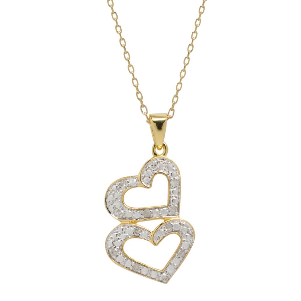 1/10cttw Diamond Heart Pendant 18k Gold over