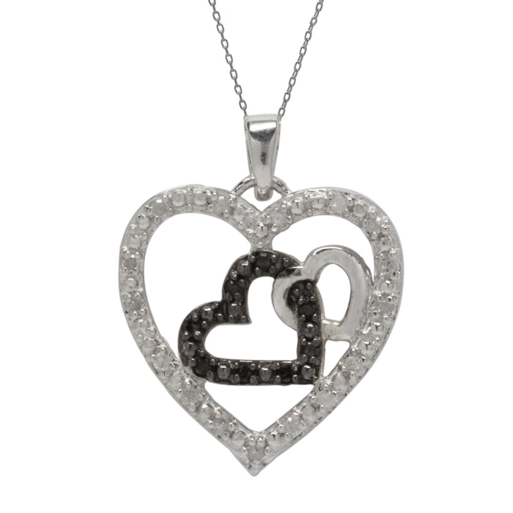 1/5cttw Black and White Heart Diamond Pendant 18k Gold over Sterling Silver at Kmart.com