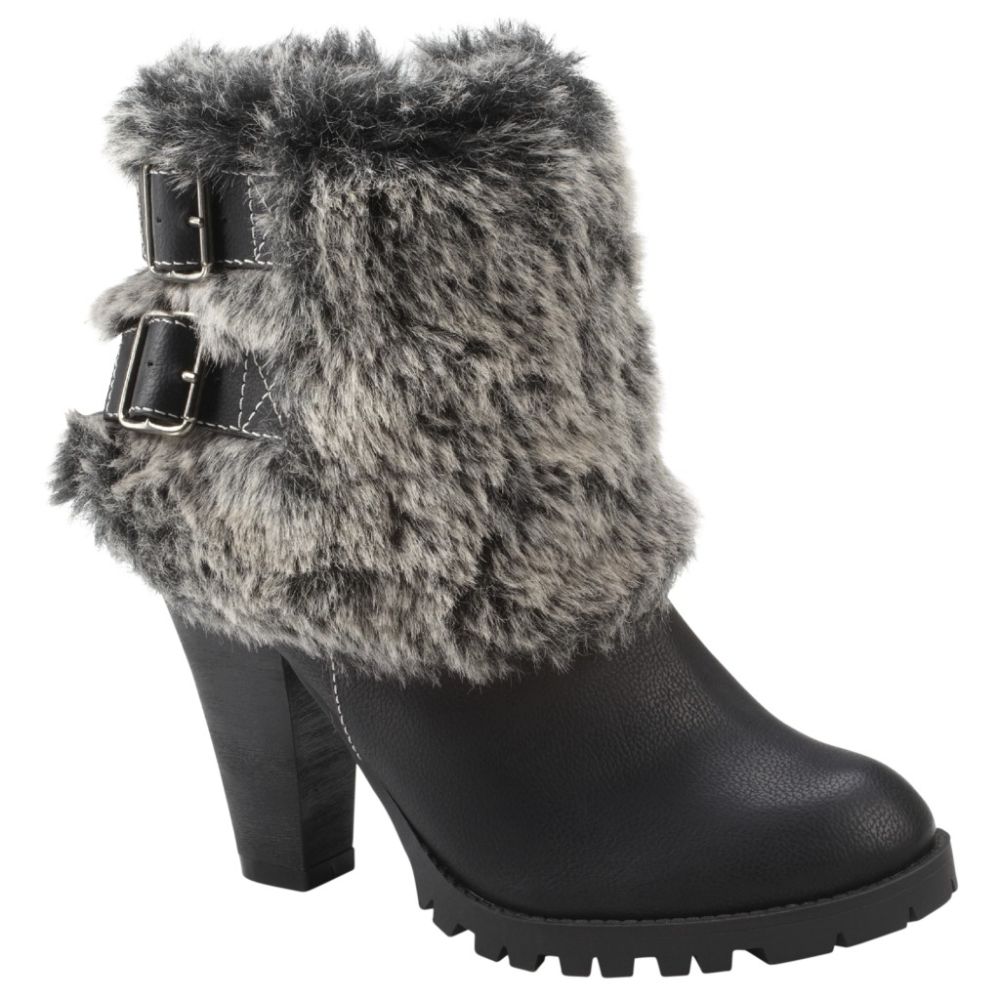 Delicious Women's Chaka Fur Cuffed Boot - Black/Gray at Kmart.com