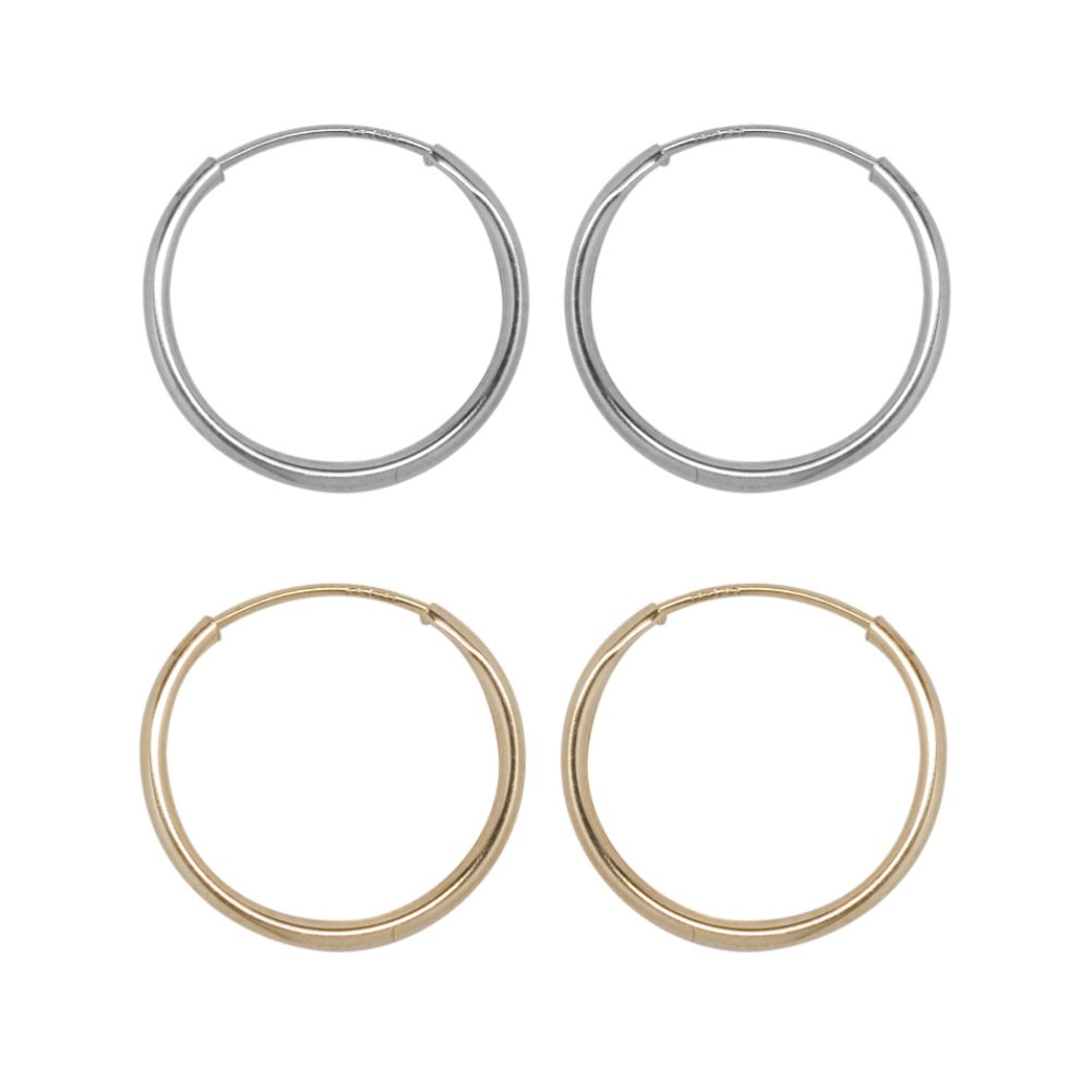 10K Yellow and White Gold 2 Pair Set Hoop