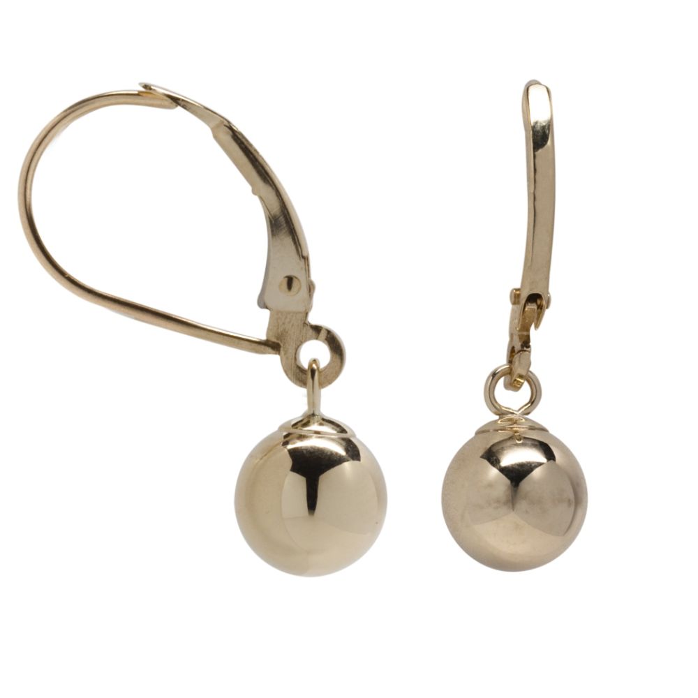 10K Yellow Gold 6mm Ball Drop Earrings