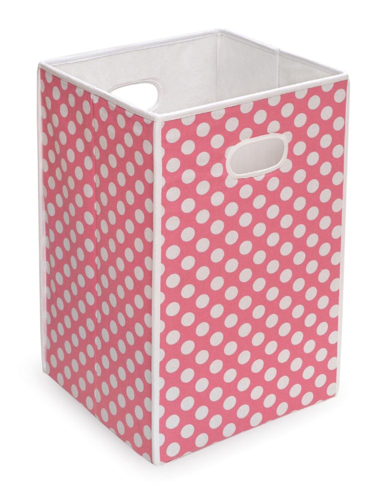 Badger Basket Folding Hamper/Storage Bin - Pink with White Polka Dots at Kmart.com