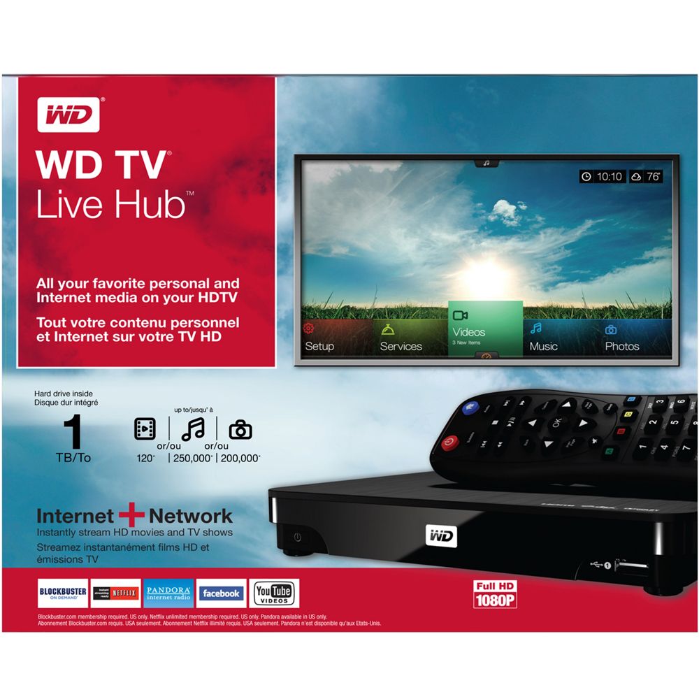 Western Digital 1TB WD 1080P WIFI ready TV Live Hub Media Center