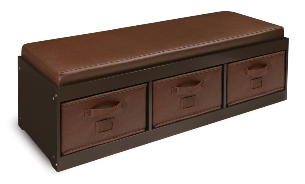 Badger Basket Kid's Storage Bench with Cushion and Three Bins - Espresso with Espresso at Sears.com