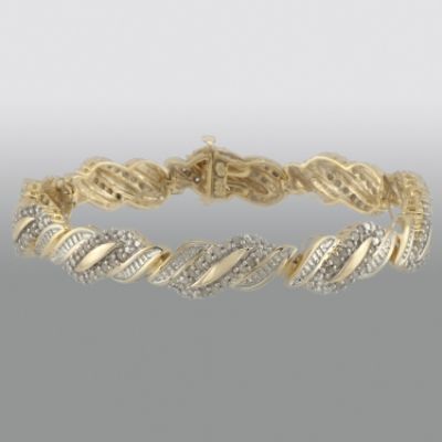Sterling Silver with 14k Color Flash Plating 2.0 Cttw Diamond Bracelet, 7.25" at Sears.com