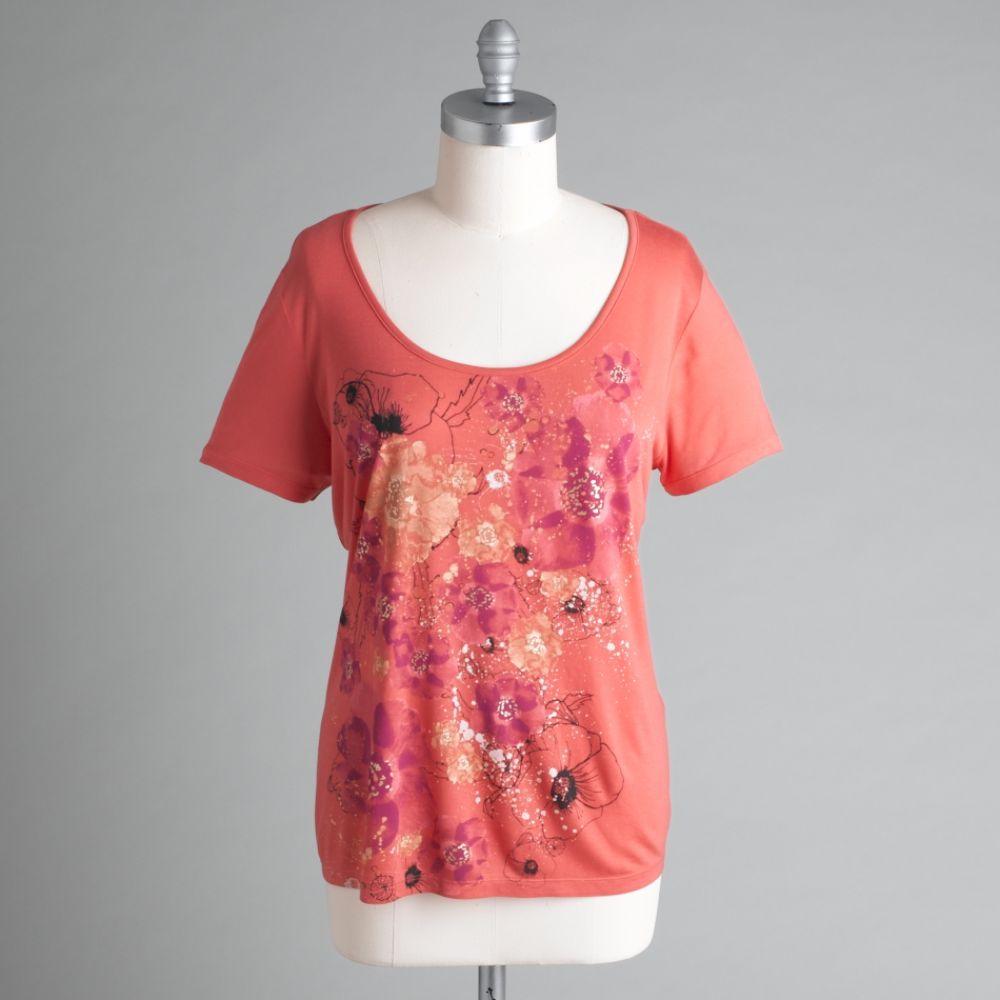 Beverly Drive Women's Plus Size Foil Floral Top