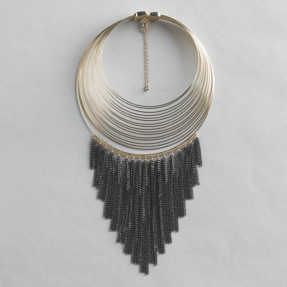Kardashian Kollection Multi-Bangle Necklace with Chain Dangles