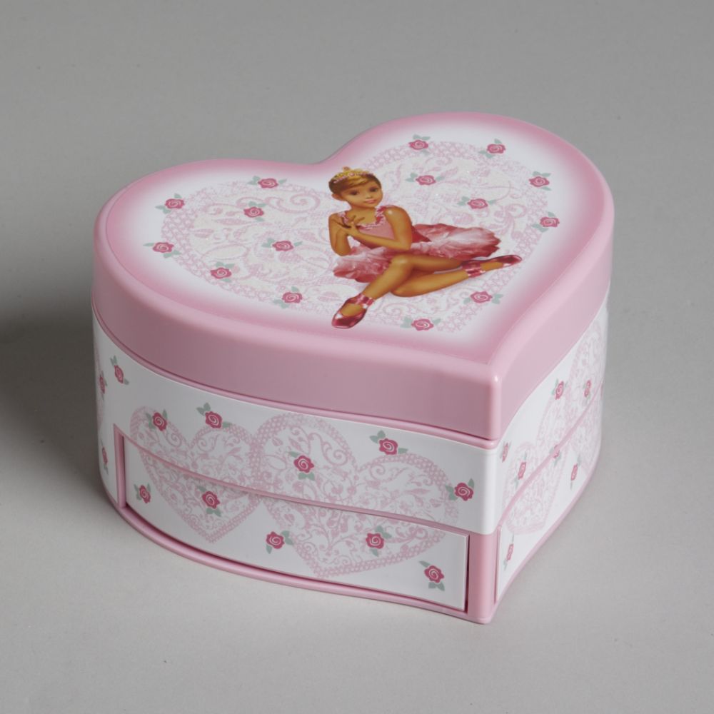 Ballerina Heart-Shaped Musical Jewelry Box