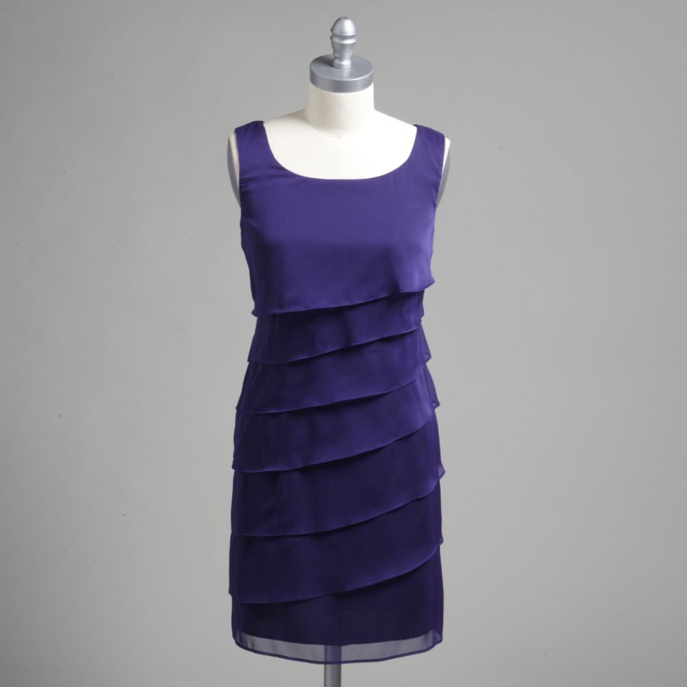 Connected Apparel Women's Tiered Chiffon Sheath Dress