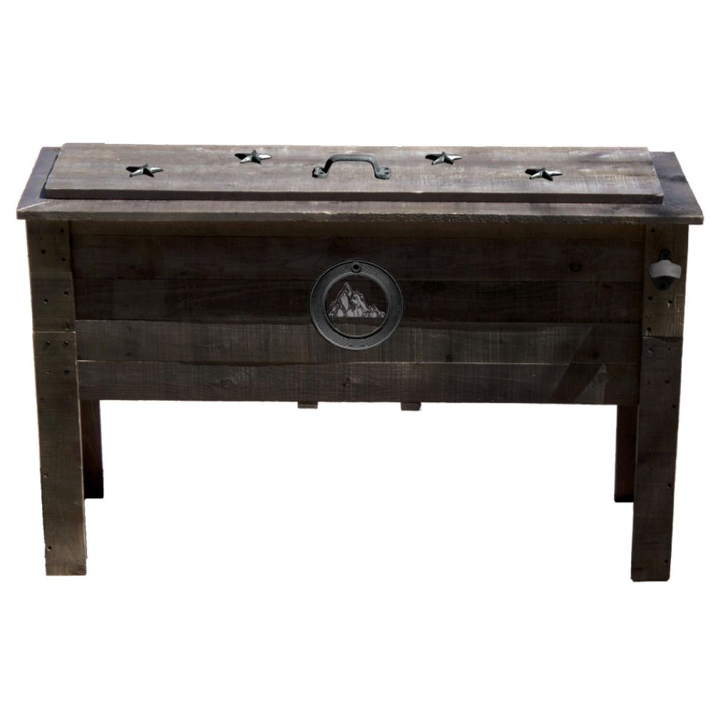 Outdoor Ventures 87 qt. Rustic Wooden Deck Cooler – Mountain Scene Emblem at Sears.com