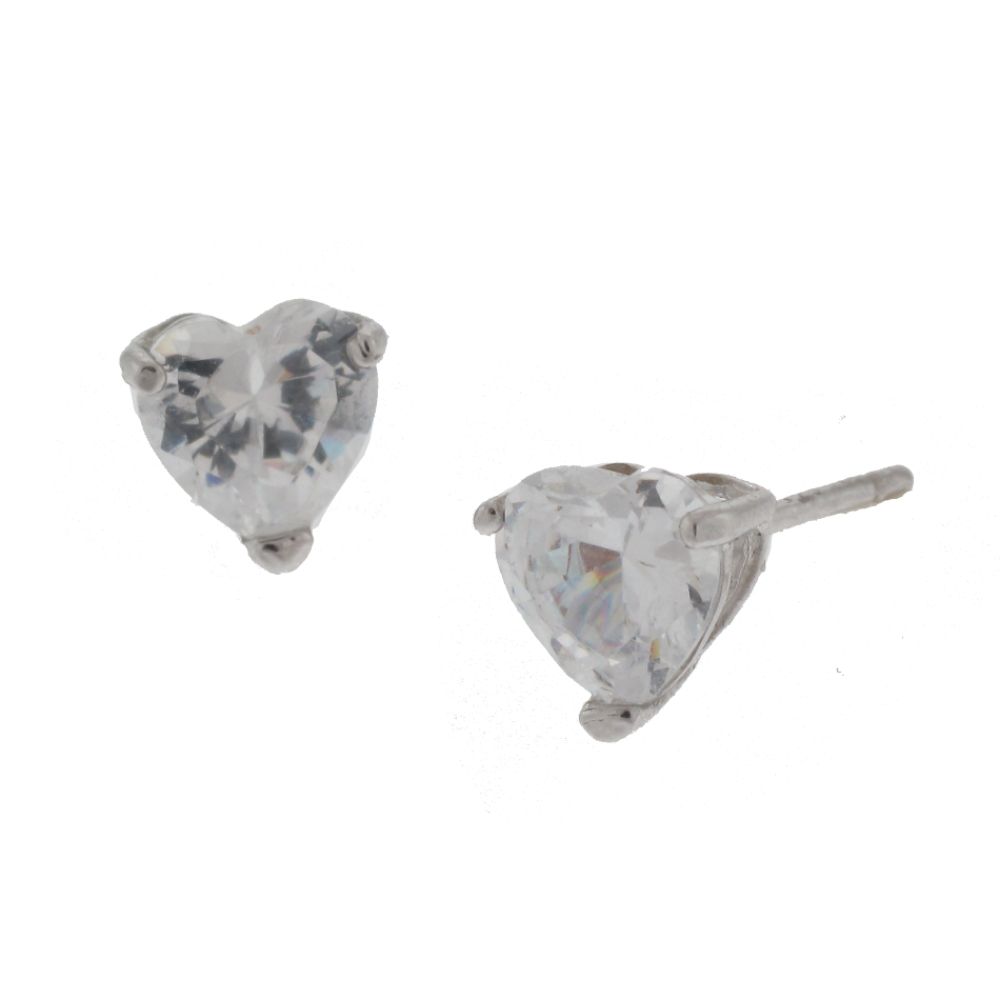 Sterling Silver 6mm Heart Cubic Zirconia