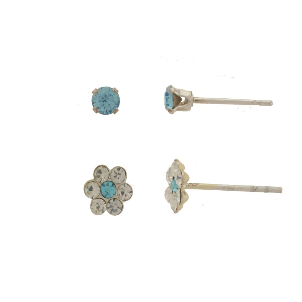 Sterling Silver Flower and Stud 2 Pair