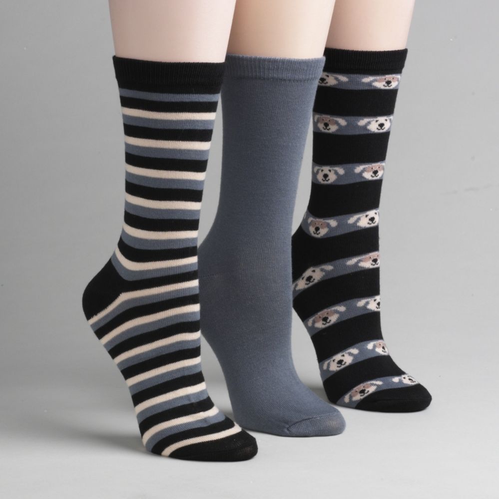 Apostrophe Women's 3-Pack Dog Crew Socks